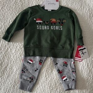 12m Baby Outfit with Festive Print